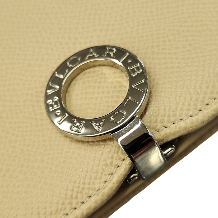 BVLGARI ブルガリ 長財布 ユニセックス 2つ折り ロゴクリップ レザー ベージュ 中古 T1