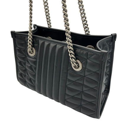 GUCCI グッチ GGマーモント スモール トートバッグ 681483 鞄 レザー 本革 レディース チェーン ブラック 中古 W４