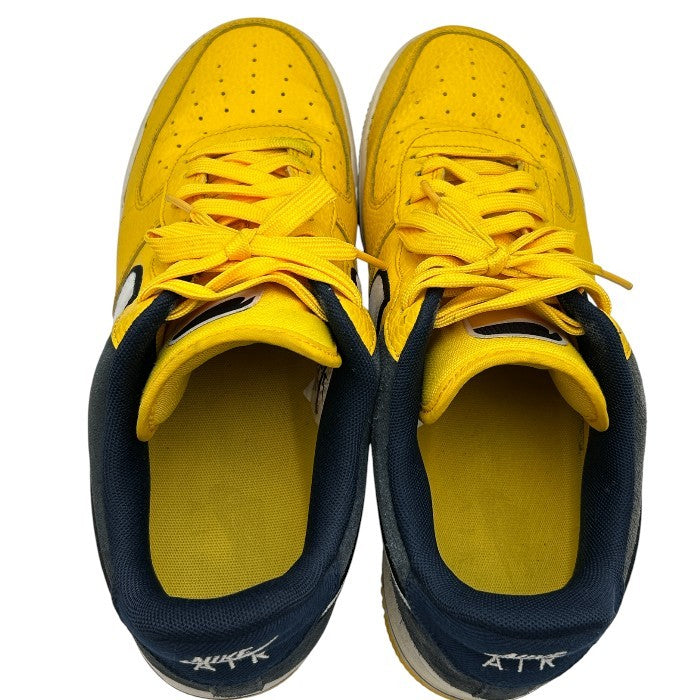 NIKE ナイキ エアフォース スニーカー AO24399-700 28cm 靴 シューズ メンズ イエロー ネイビー 中古 W４