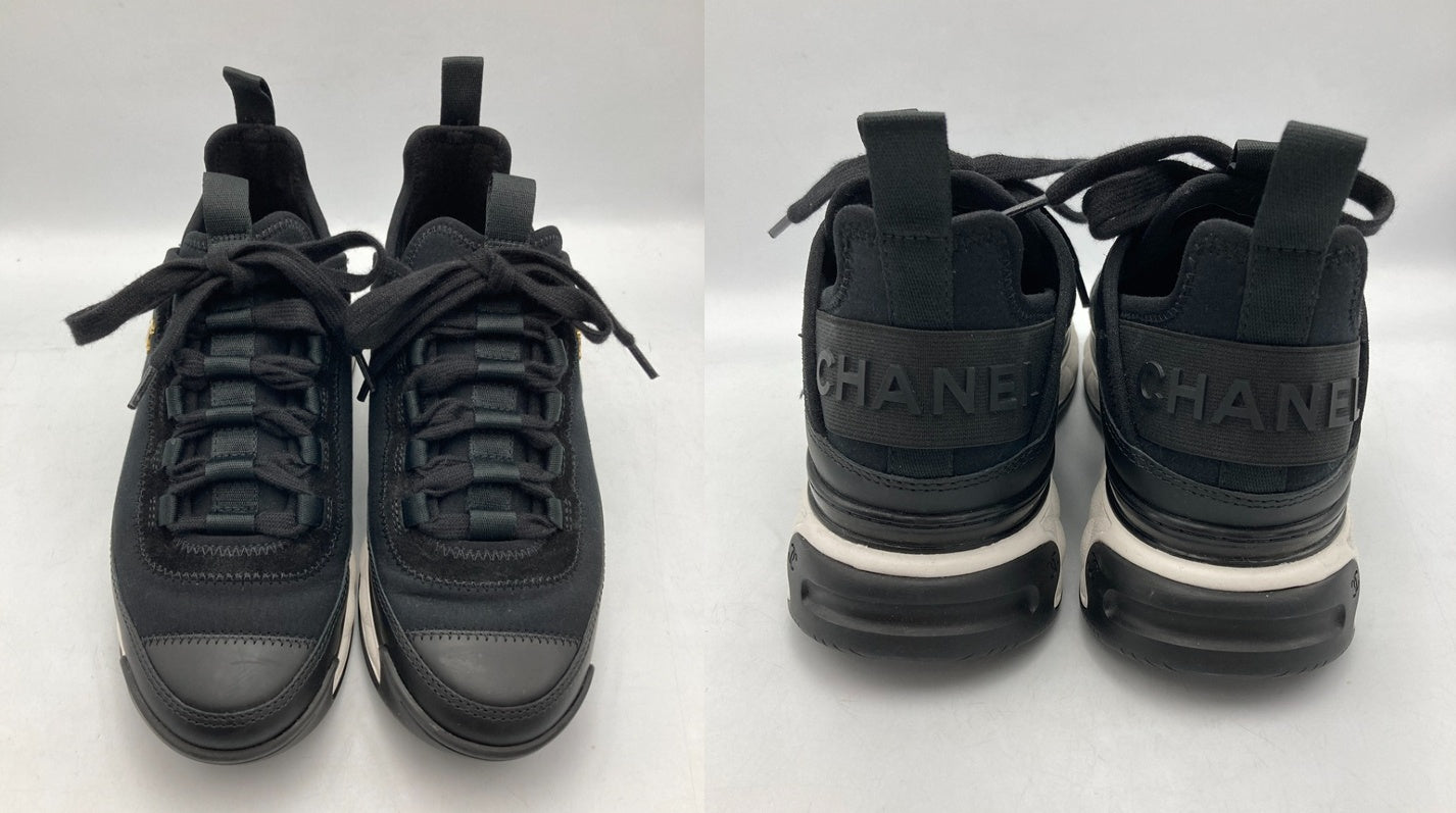 CHANEL シャネル ココマーク ベルベットカーフスキン スニーカー G35617 サイズ35 レディース 中古 D4