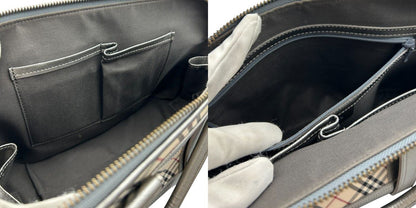 BURBERRY バーバリー ハンドバッグ レディース ノバチェック ブラウン/シルバー 鞄 ブランド チェック柄 かわいい お出かけ 中古 W４