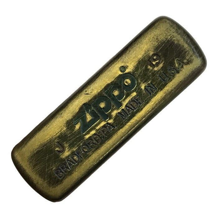 Zippo ジッポー OVER WORK オイルライター スカル ガイコツ 真鍮ユーズド加工 アンティークゴールド USA製 中古 T1