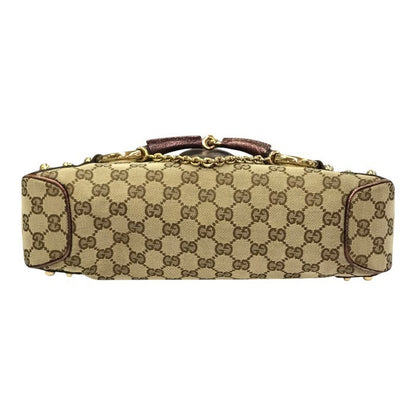GUCCI グッチ GGキャンバス ショルダーバッグ レディース ホースビット フラップ ベージュ/ブラウン 131474 中古 T1