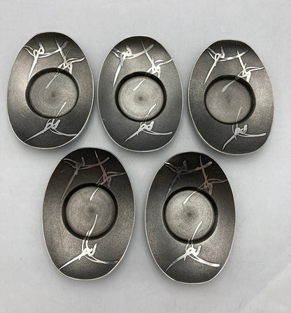 錫半 本錫 茶托 五枚 茶道具 中古 D4