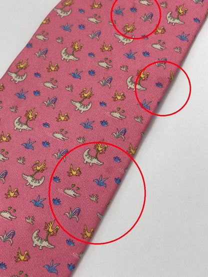 Salvatore Ferragamo サルヴァトーレフェラガモ アニマル ワニ柄 ネクタイ シルク100％ 中古 D4