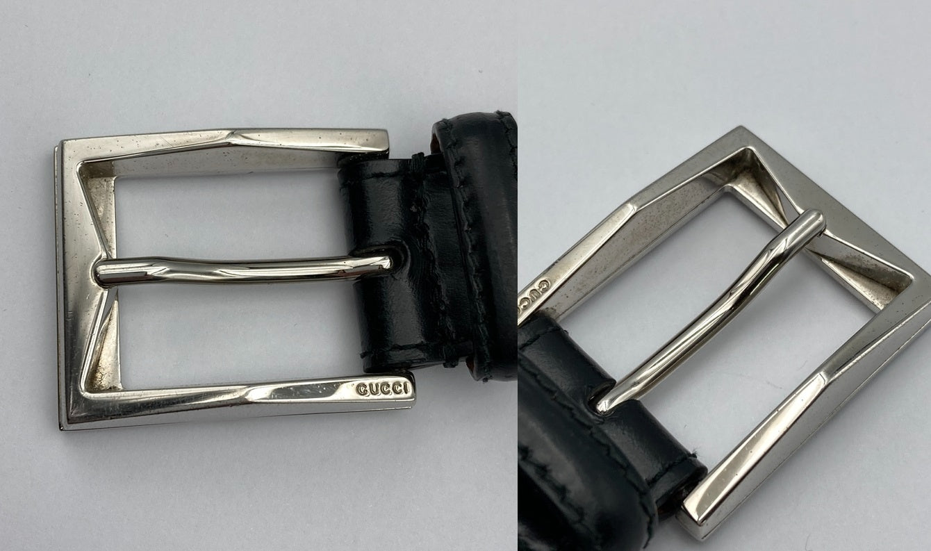 GUCCI グッチ レザー バックルベルト 90cm メンズ 223901 中古 D4