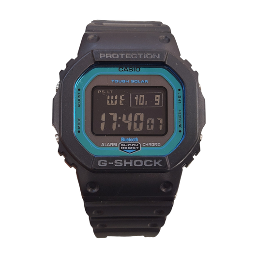 CASIO カシオ G-SHOCK 腕時計 メンズ タフソーラー 電波 LED デジタル スクエア ブラック/ブルー系 GW-B5600-2JF 中古 T1