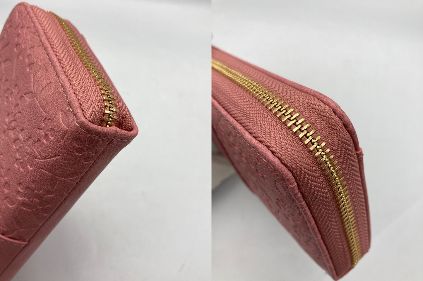 CROCODILE クロコダイル 南天＆福寿草 型押し ラウンドファスナー 長財布 中古 D4