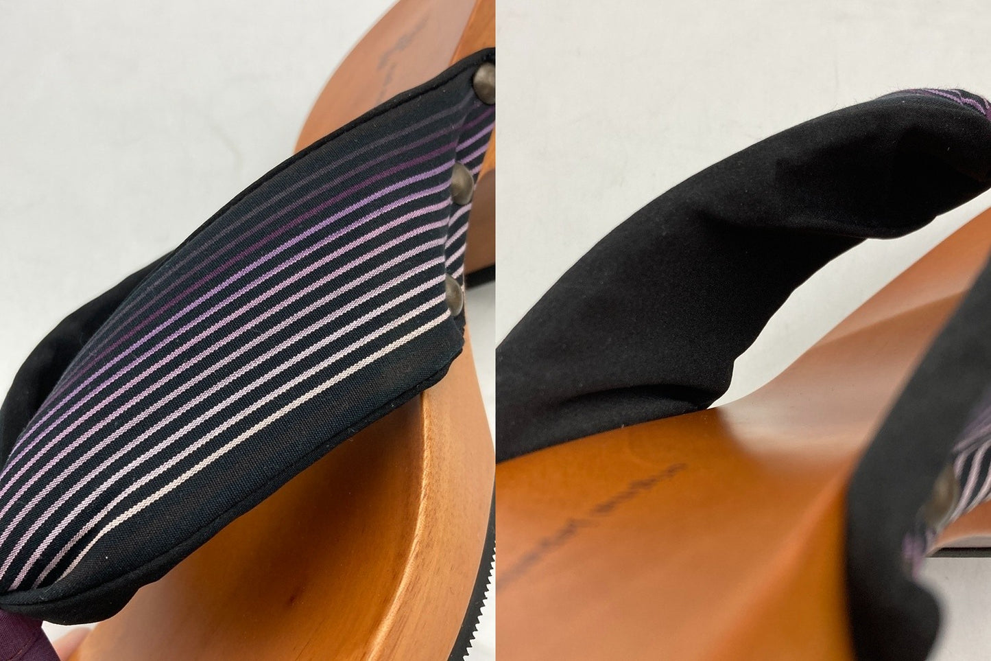mizutori みずとりの下駄 hitete 6.5 紫流 黒・紫（小倉 縞縞) サイズL レディース 中古 D4