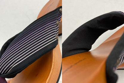 mizutori みずとりの下駄 hitete 6.5 紫流 黒・紫（小倉 縞縞) サイズL レディース 中古 D4