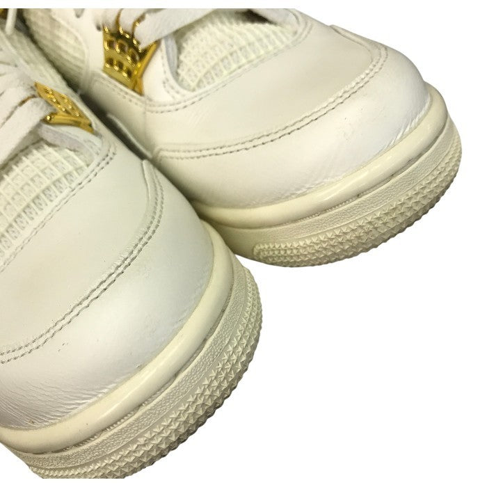 NIKE ナイキ エアジョーダン 4 レトロ スニーカー レディース AIR JORDAN RETRO ホワイト/ゴールド 25.0cm AQ9129-170 中古 T1