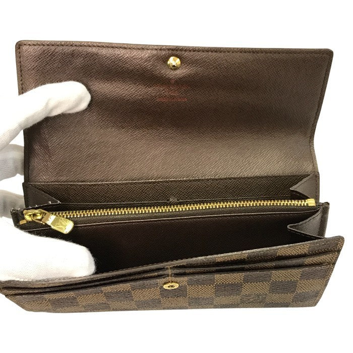 LOUIS VUITTON ルイヴィトン ダミエ エベヌ ポルトフォイユサラ 長財布 2つ折り 旧型 ブラウン N61734 中古 T1