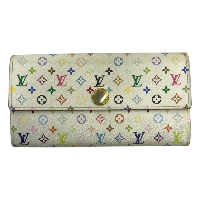 LOUIS VUITTON ルイヴィトン ポルトフォイユサラ モノグラム マルチカラー 長財布 レディース 二つ折り 旧型 ブロン/ホワイト M93744 中古 T1