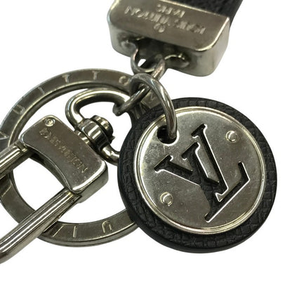 LOUIS VUITTON ルイヴィトン タイガ ポルトクレネオ キーホルダー ユニセックス レザー キーリング チャーム シルバー金具 ブラック M67242 中古 T1