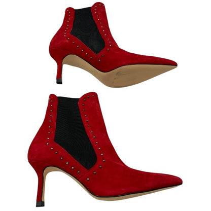 ZARA WOMAN ザラ ウーマン スタッズ スエード ショート ブーツ レッド 36 (約23.5cm) サイドゴア 靴 シューズ 秋 冬 レディース 中古 W４