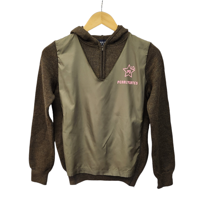 PEARLY GATES パーリーゲイツ ニット パーカー レディース 秋冬 ウール フード セーター サイドジップ ブラウン 1サイズ 055-270120 中古 T1