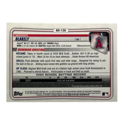 TOPPS MLBカード BOWMAN CHROME 1ST WERNER BLAKELY ANGELS #BD-128 中古 IT2