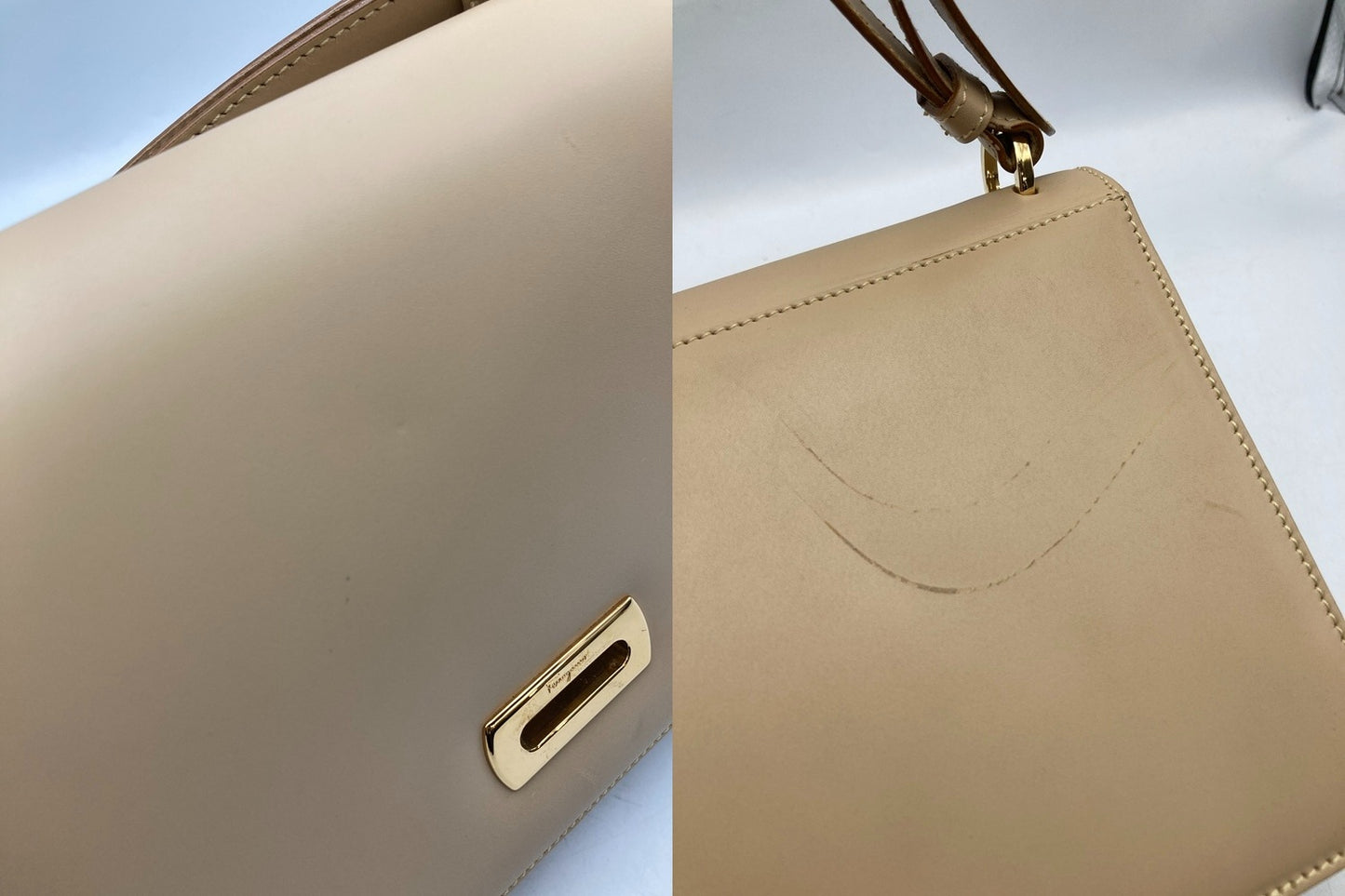 Salvatore Ferragamo サルヴァトーレフェラガモ ガンチーニ レザー ショルダーバッグ AT-21 7160 中古 D4