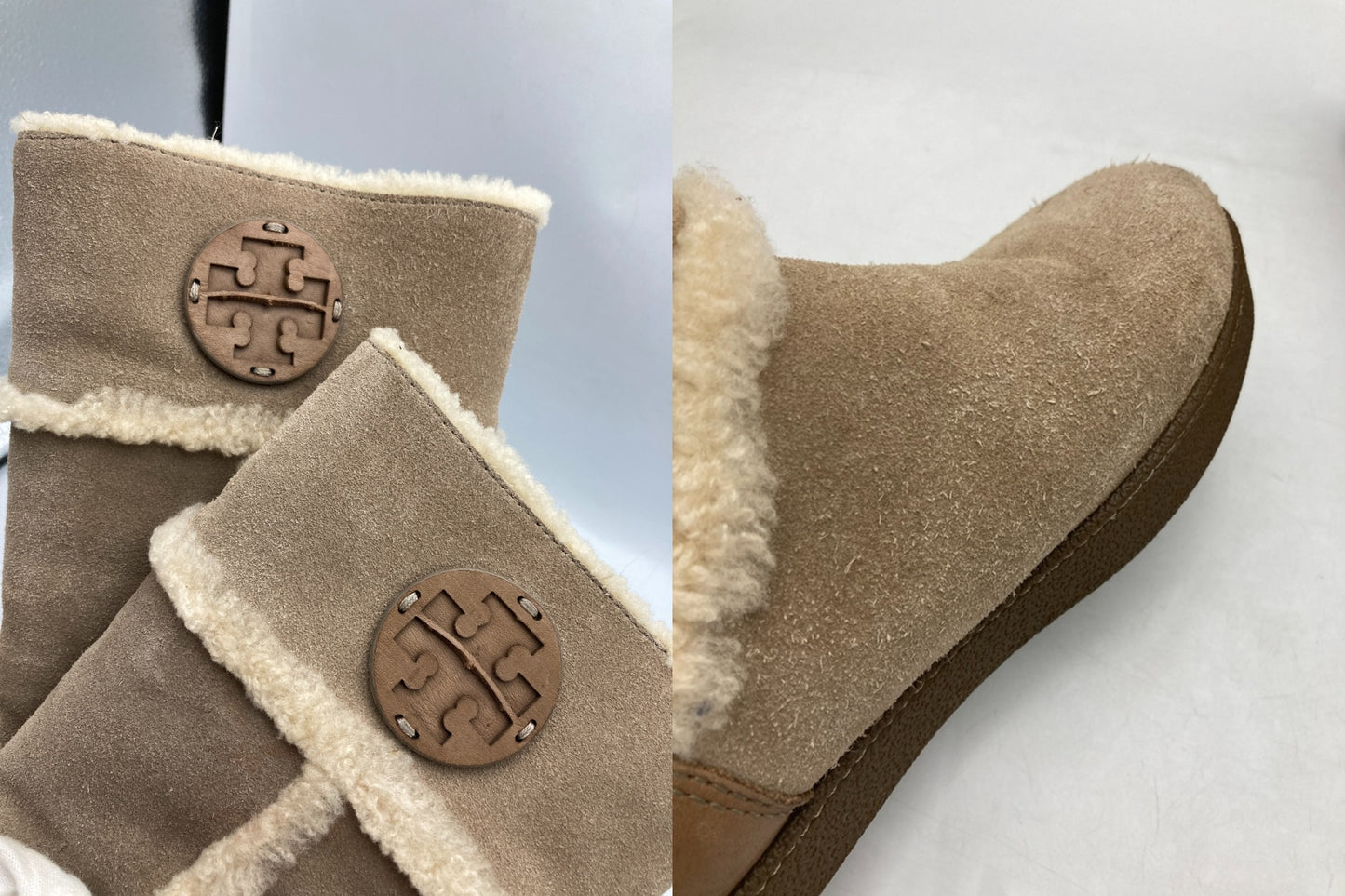 TORY BURCH トリ―バーチ サイドロゴ スウェード ムートンブーツ サイズ約22.5cm 中古 D4
