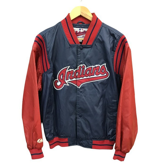 Majestic インディアンス スタジャン メンズ 秋冬 ナイロン ネイビー/レッド XLサイズ 中古 M1