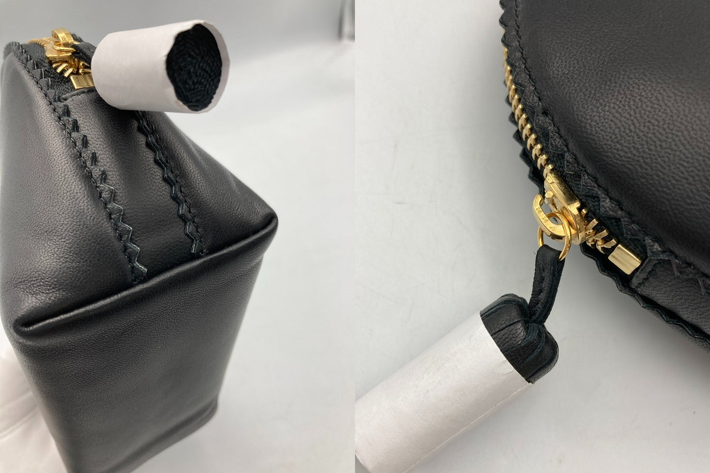 LOEWE ロエベ ナッパレザー 化粧ポーチ/コスメポーチ アナグラム ブラック 中古 D4