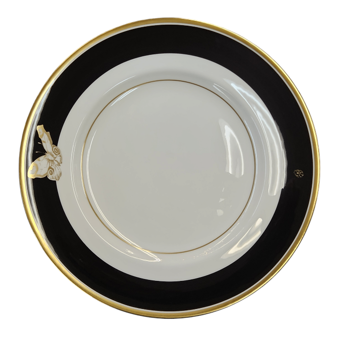 MINTON ミントン ROSENBORG ローゼンブルグ プレート 27cm 陶磁器 金彩 蝶々 ホワイト/ブラック ROSENB10P 中古 T1