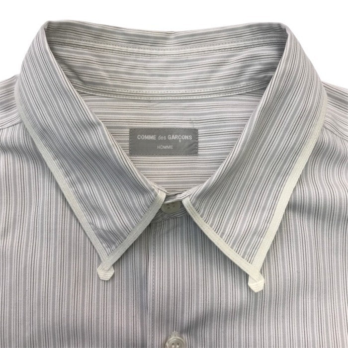 COMME des GARCONS HOMME コムデギャルソンオム シャツ メンズ 長袖 コットン ストライプ ホワイト/グレー HB-050520 中古 T1