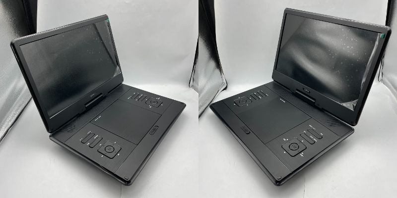 [山善] YAMAZEN 14インチ ポータブルDVDプレーヤー CPD-NC140(B) 車載用ケース付き モバイルバッテリー対応 4WAY電源 USB SDカード CD アウトドア キャンプ  中古 R4