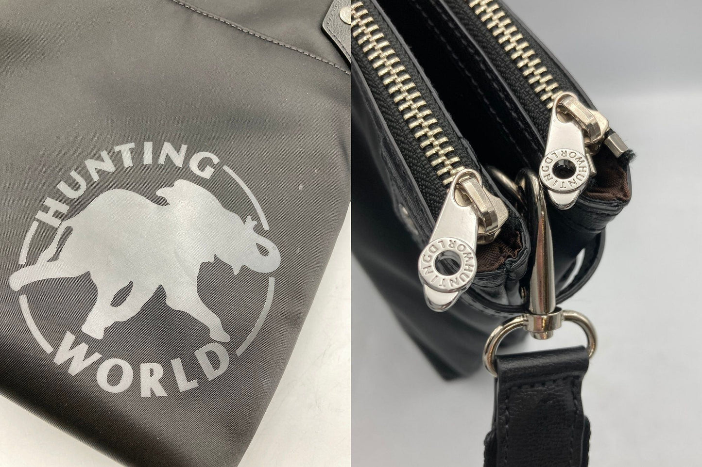 HUNTING WORLD ハンティングワールド ナイロン ショルダーバッグ ブラック 中古 D4