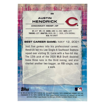 TOPPS MLBカード BOWMAN'S BEST AUSTIN HENDRICK CINCINNATI REDS /99 #98 中古 IT2