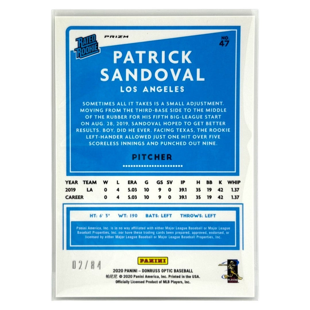 PANINI MLBカード DONRUSS OPTIC PRIZM PATRICK SANDOVAL LOS ANGELES ANGELS /84 #47 中古 IT1