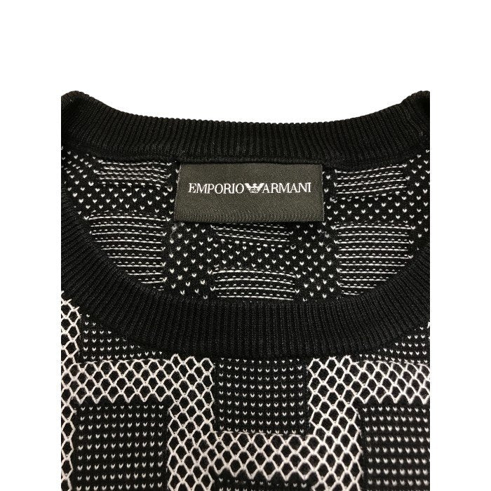 EMPORIO ARMAN エンポリオアルマーニ ニットトップス ブラック/ホワイト格子 中古 M1
