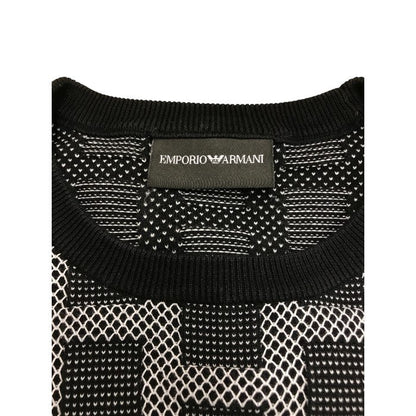 EMPORIO ARMAN エンポリオアルマーニ ニットトップス ブラック/ホワイト格子 中古 M1