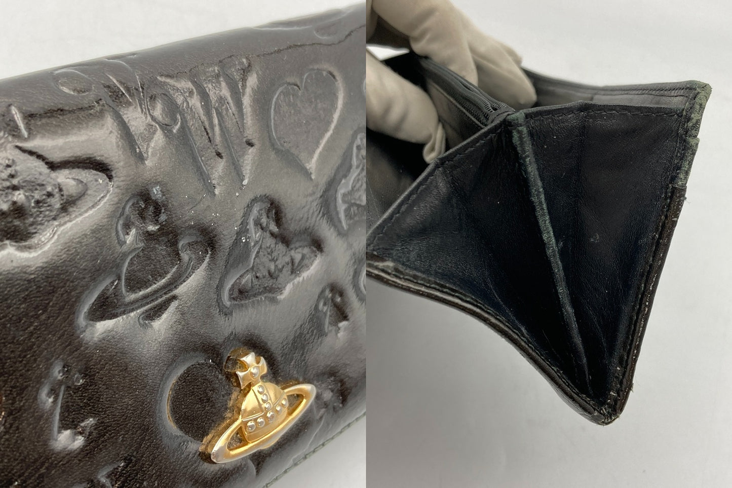 Vivienne Westwood ヴィヴィアンウエストウッド エナメル 2つ折り 長財布 中古 D4