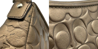 COACH コーチ ハンドバッグ レディース レザー エンボス ブロンズ ミニ 小さめ 型押し シグネチャー 総柄 中古 W４