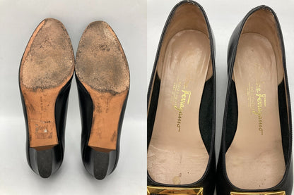 Salvatore Ferragamo サルヴァトーレフェラガモ レザー パンプス ブラック サイズ6 中古 D4