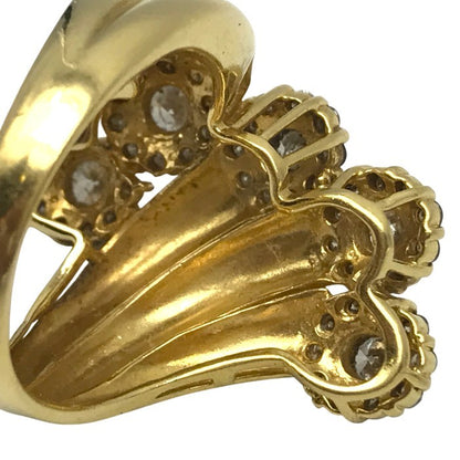 K18/ダイヤ 1.09/0.73ct リング レディース 螺旋 デザインリング イエローゴールド 12号 中古 T1