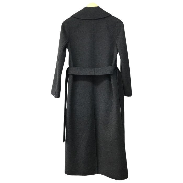 S Max Mara POLDO ダブルフェイス ロングコート レディース 冬 ピュアヴァージンウール ラップコート ベルト チャコールグレー 34サイズ 中古 T1