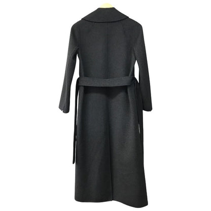 S Max Mara POLDO ダブルフェイス ロングコート レディース 冬 ピュアヴァージンウール ラップコート ベルト チャコールグレー 34サイズ 中古 T1