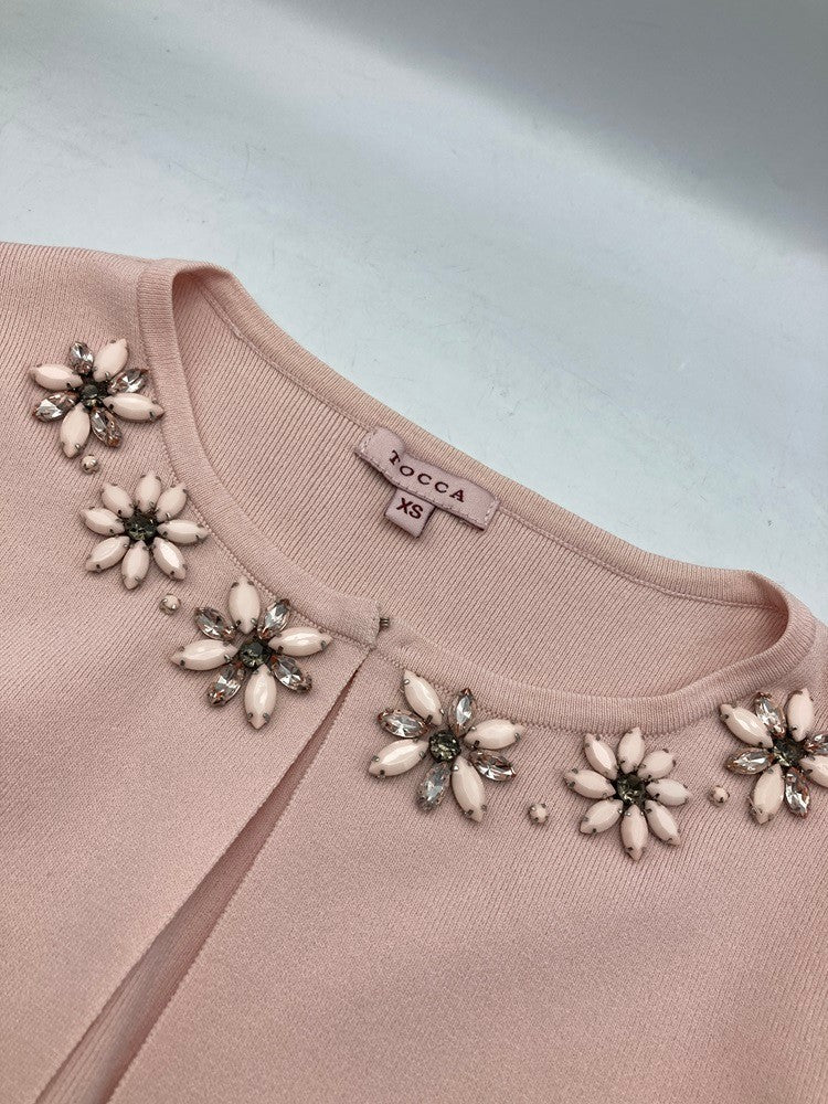 TOCCA トッカ ビジュー付 ボレロ カーディガン サイズXS ピンク 中古 D4