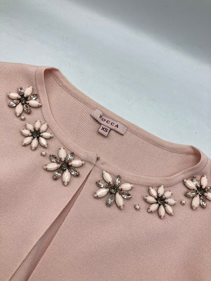 TOCCA トッカ ビジュー付 ボレロ カーディガン サイズXS ピンク 中古 D4