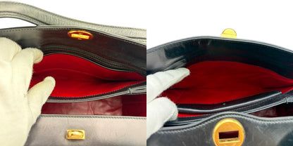 GUCCI グッチ ショルダーバッグ レディース ターンロック オールド レザー ブラック 鞄 肩掛け ブランド ヴィンテージ 中古 W４