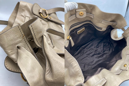 miumiu ミュウミュウ サイドリボン レザー トートバッグ レディース 中古 D4