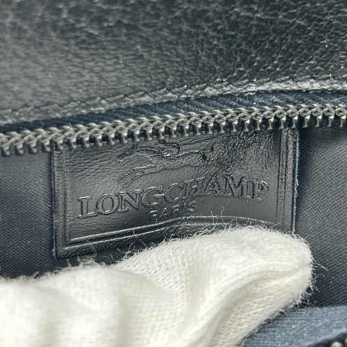 LONGCHANP ロンシャン レザー エンボスロゴ ショルダーバッグ 鞄 レディース 本革 ブラック ミニ 小さめ 中古 W４