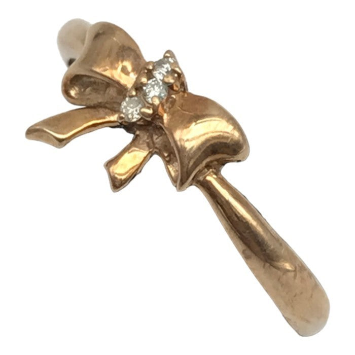 K10PG/ダイヤモンド0.02ct リング レディース リボンモチーフ ピンクゴールド 11号 中古 T1