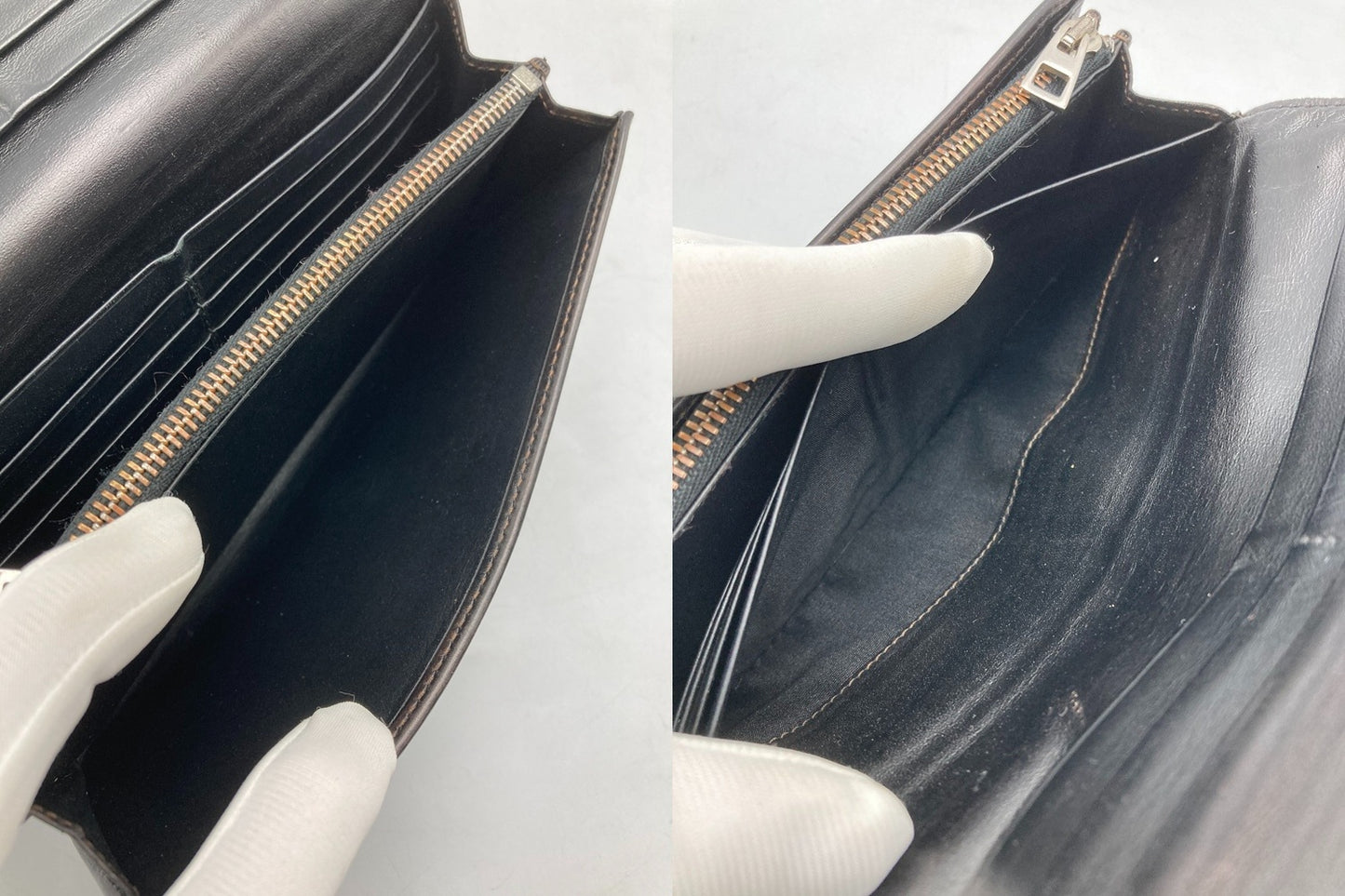 LOEWE ロエベ レザー 2つ折り長財布 アナグラム ブラック 中古 D4