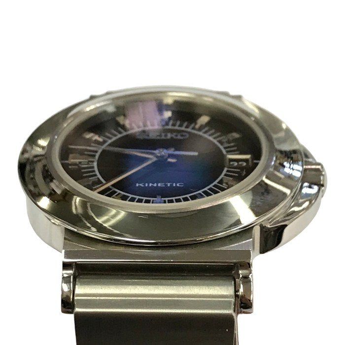SEIKO セイコー KINETIC 腕時計 メンズ アナログ クォーツ デイト SS キネティック 発電 ラウンドフェイス シルバー/ブラック 5M42-0G50 中古 T1