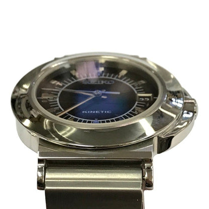SEIKO セイコー KINETIC 腕時計 メンズ アナログ クォーツ デイト SS キネティック 発電 ラウンドフェイス シルバー/ブラック 5M42-0G50 中古 T1