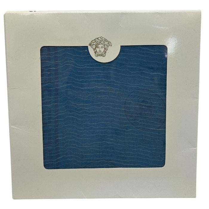 GIANNI VERSACE ジャンニ ヴェルサーチ ストール シルク ブルー レディース 小物 総柄 中古 W４