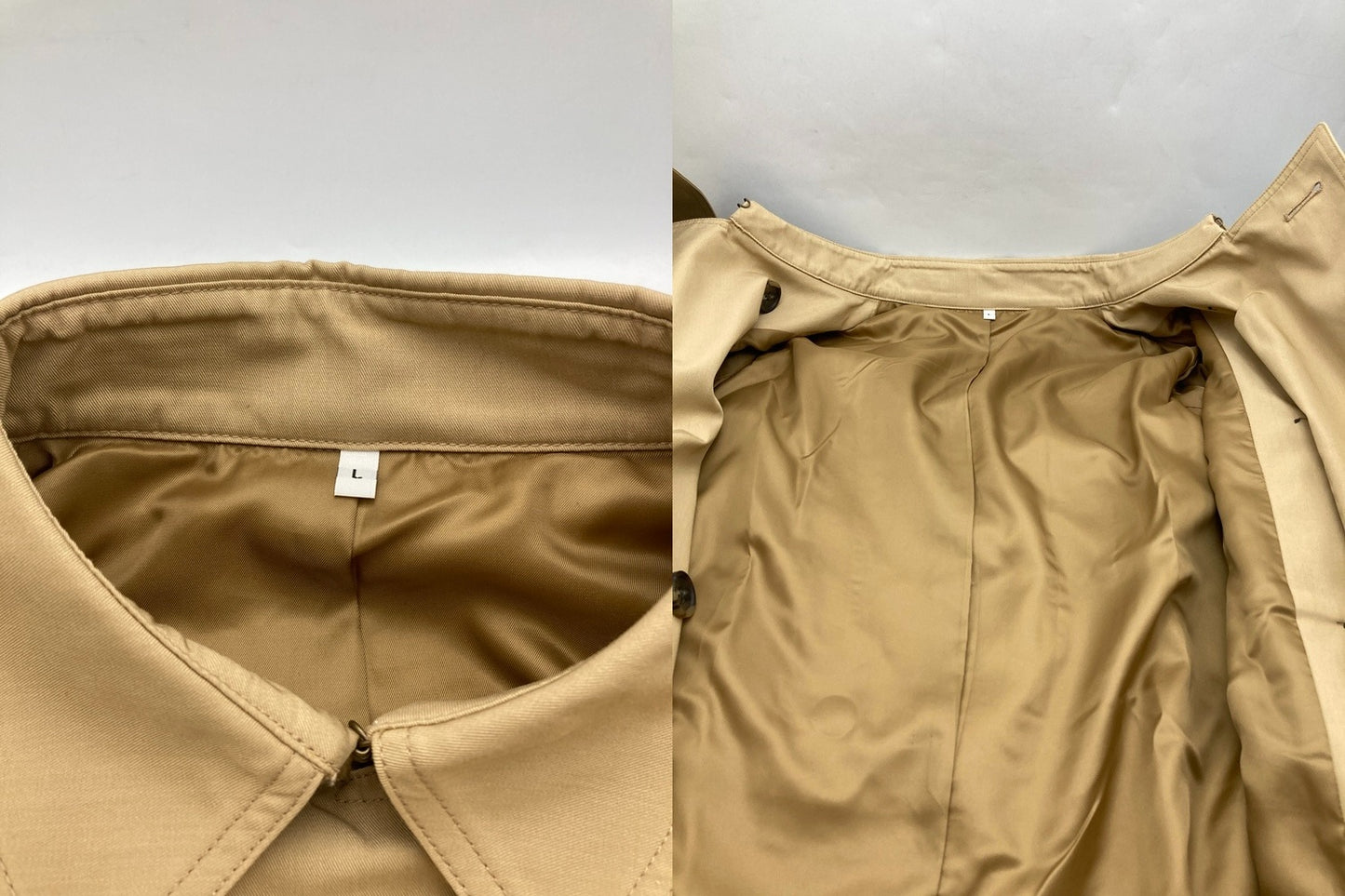 無印良品 撥水 トレンチコート 婦人 ベージュ サイズL 中古 D4